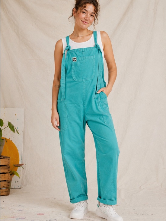 Lucy & Yak Denim - Lucy & Yak Turquoise Cotton Tie-Strap Overalls Jumpsuit Women’s Size 6